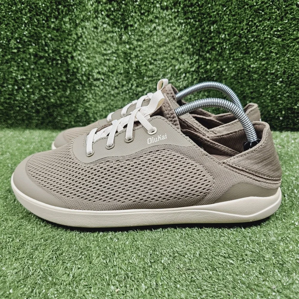 Olukai Moku Pae Khaki Clay Mesh Slip On Comfort Boat Shoes Mens Size 9.5